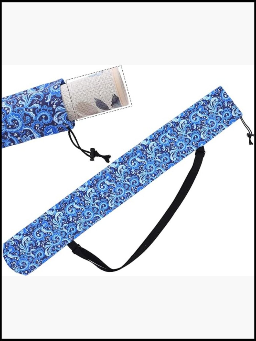 Canvas Drawstring Mahjong Mat Carrying Bag with Shoulder Strap Storage Travel